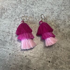 Purple and pink bohemian tassel earrings NWOT